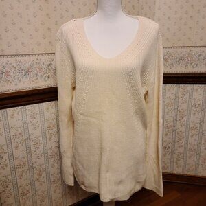 TALBOTS 100% PIMA COTTON LONG SLEEVE SCOOP NECK -LARGE